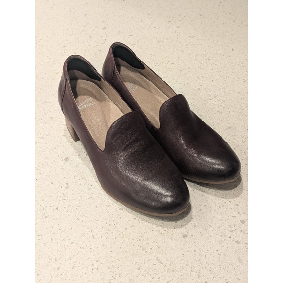 Dansko‎ Womens Preston Wine Leather Block Heels Loafers Slip Ons Size 38 EU 8 US - Picture 3 of 10
